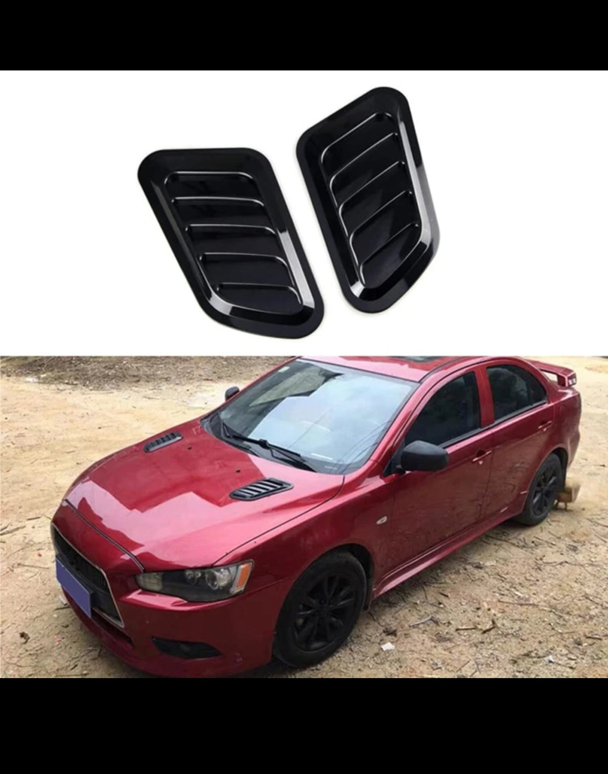 2pcs Glossy Black Universal Carbon Fibre Car Decorative Cell Air Flow Intake Hood Scope Bonnet vemt Colour Stickers Decorative Stylish (imported).