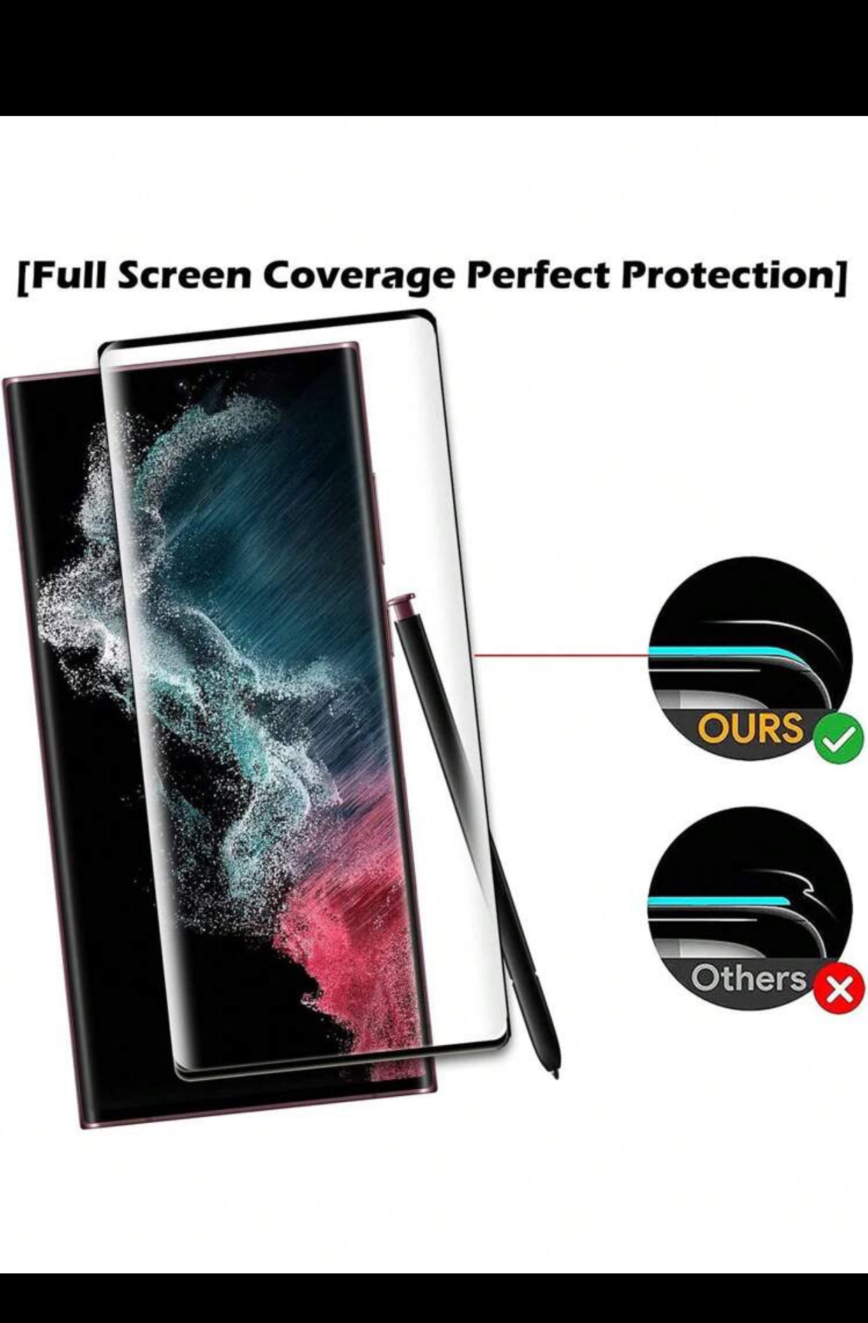 1pc Anti-Drop & Anti-Scratch Full Cover Tempted Glass Screen Protector For Curved Display Mobile Phones, Easy Installation and Bubble Free (imported).