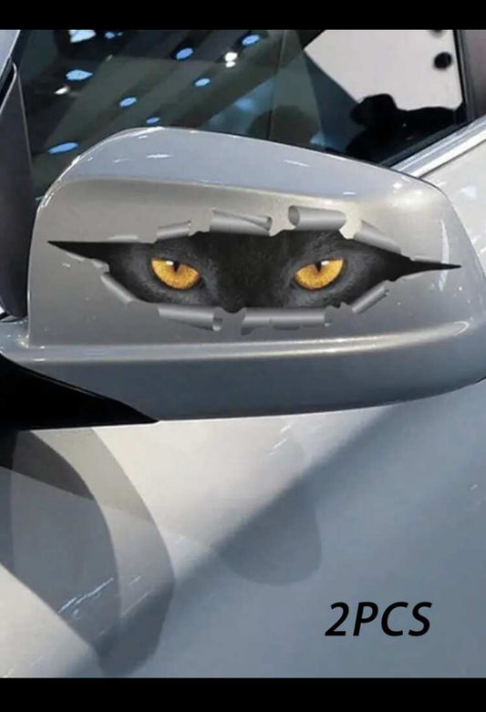 2pcs Cat-eye pattern car rearview mirror 3D sticker (imported)