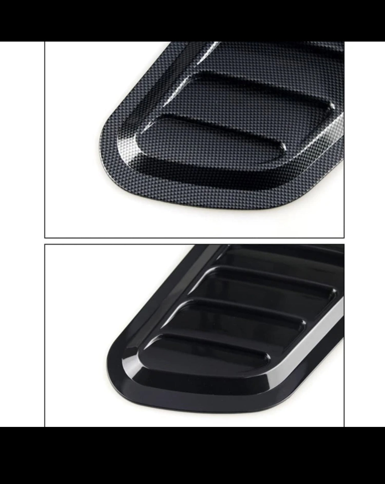 2pcs Glossy Black Universal Carbon Fibre Car Decorative Cell Air Flow Intake Hood Scope Bonnet vemt Colour Stickers Decorative Stylish (imported).