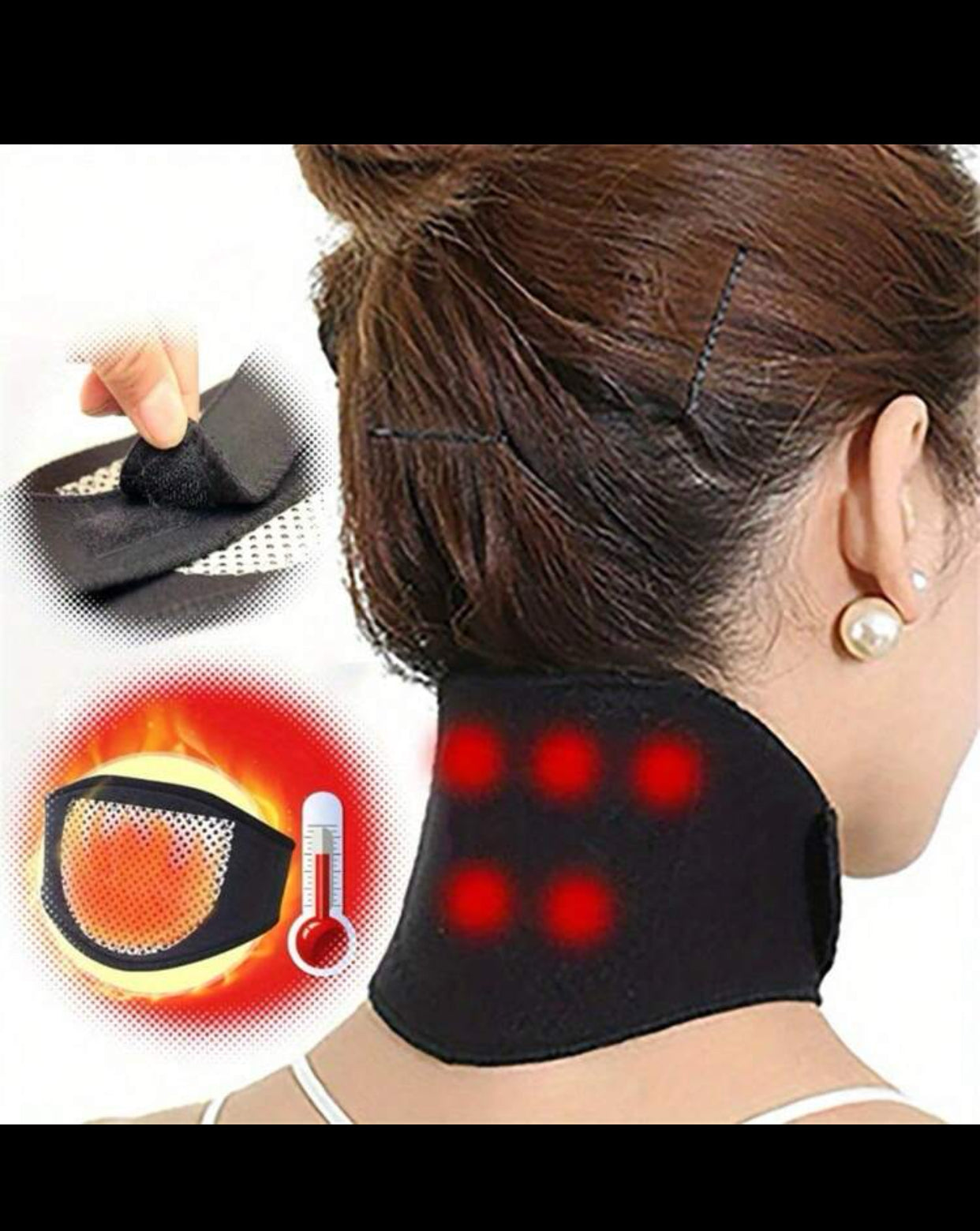 1pc Self- heating Tourmaline neck Pad - Theraputic Home Heat Wrap, Warming Neck Brace, Fatigue Relief Comfortable Support and Muscle Relxation - Polyester Neck & Cervical Pillow with Warming Features For Home and Office Use (imported).