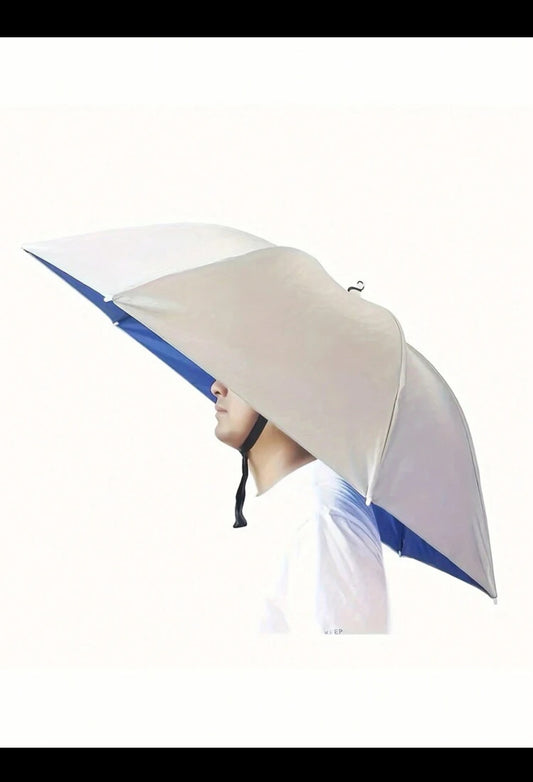1 Pc Silver Single Layer Waterproof Rain Proof Sunshade Phishing Umbrella Hat, Head- Wearing Sun Protection Waterproof Cap (imported).