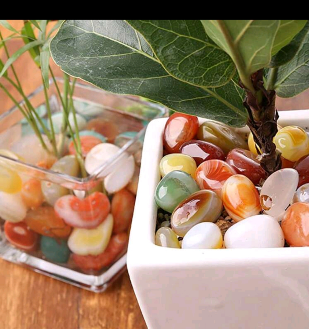 100pcs Rainbow Colored Rain Flower Pebbles, Natural Stone Aquarium Decoration, Succulent Flowerpot Decoration, Garden Landscape Viewing Stone, Hydroponic Stone