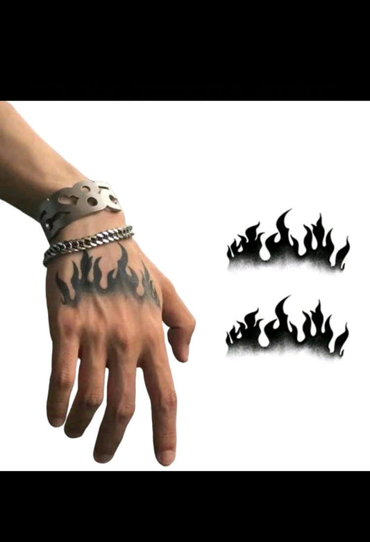 1 Sheet Hand Back Flame Tattoo Sticker Waterproof Long Lasting Arm Party Temporary Tattoo